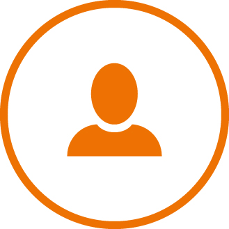 Orange icon showing a person inside orange circle